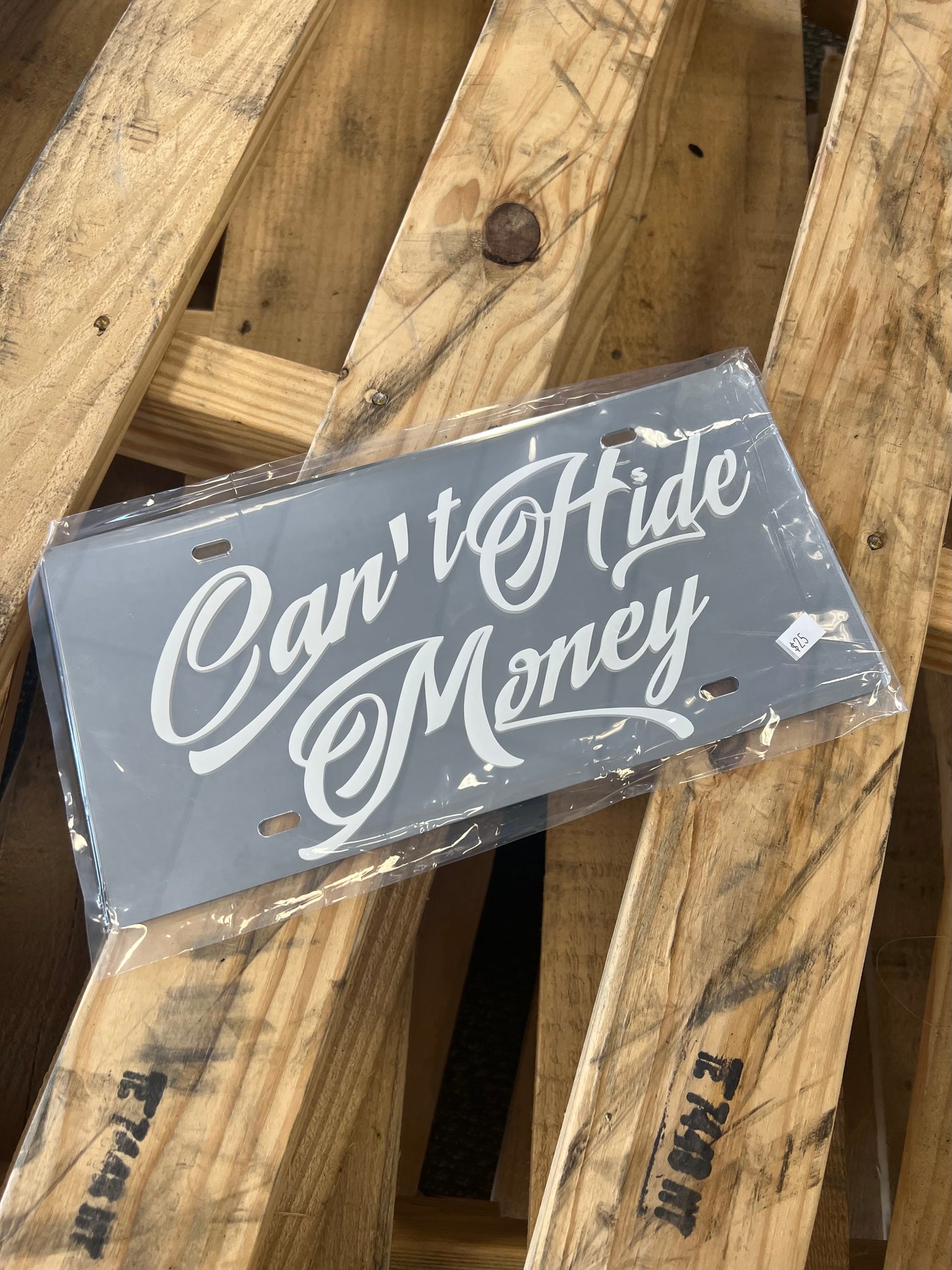 Can’t Hide Money Script Plate
