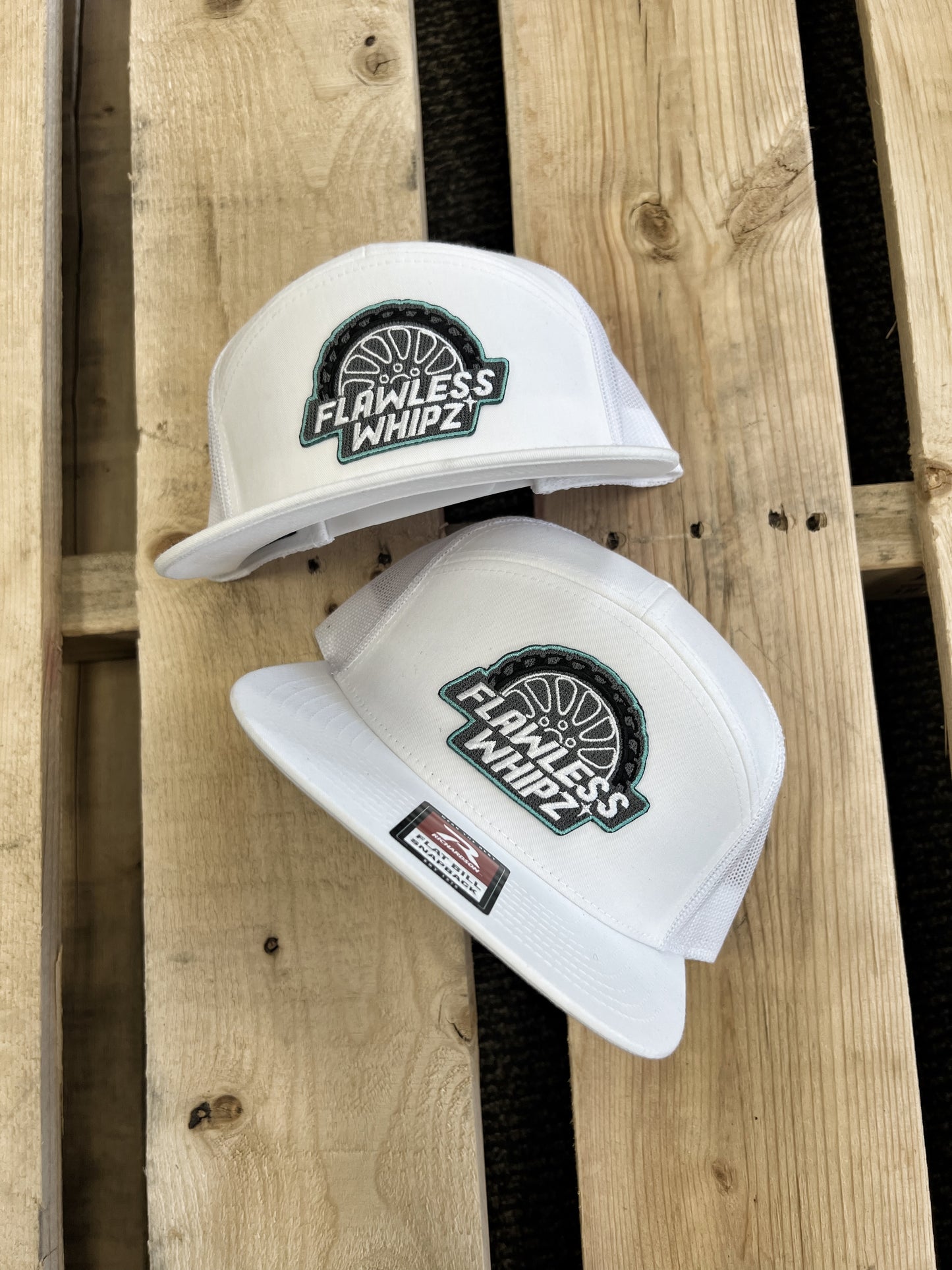 Whipz Flat Bill Teal Patch Trucker