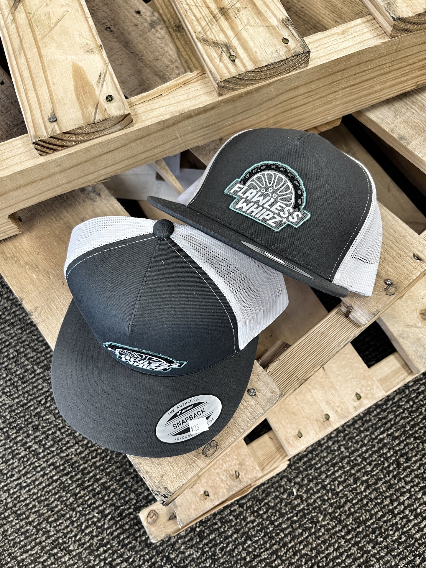 Whipz Flat Bill Teal Patch Trucker